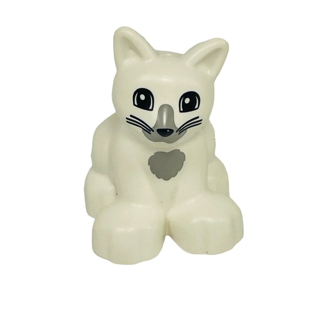 White Farmers Barn Cat Figurine Toy Vintage Lego Duplo